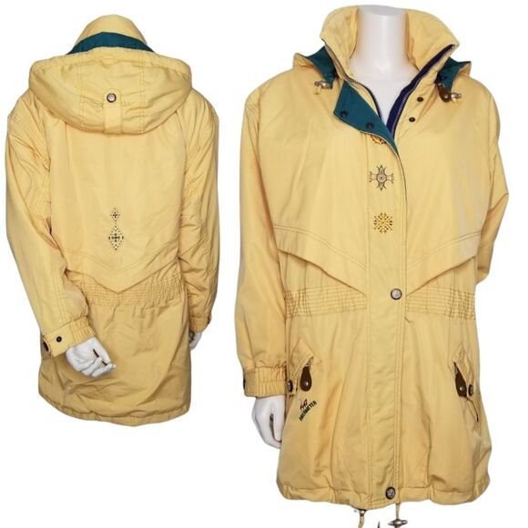Obermeyer Parka Jacket Womens 8 Thermolite Detachable Hood Storm Flaps Yellow - Picture 1 of 15